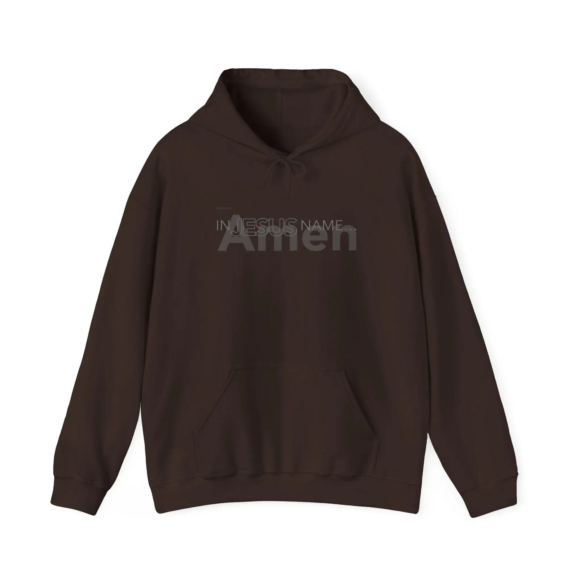 In Jesus Name Hoodie | Dark Chocolate Printify