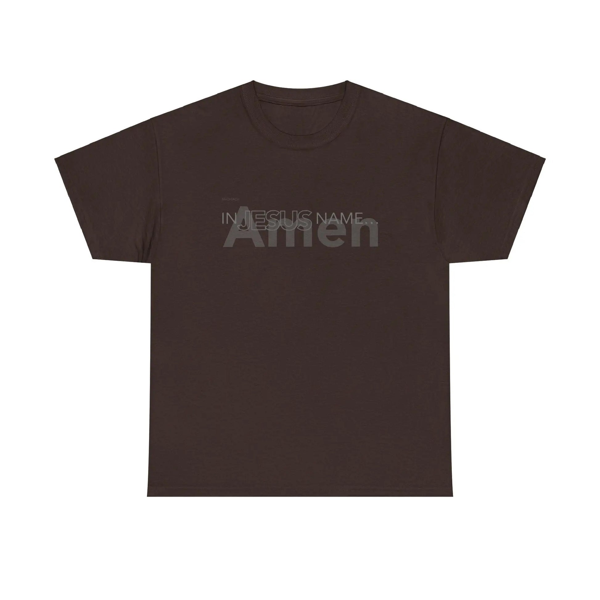 In Jesus Name T-shirt | Dark Chocolate Printify