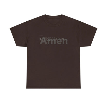 In Jesus Name T-shirt | Dark Chocolate Printify